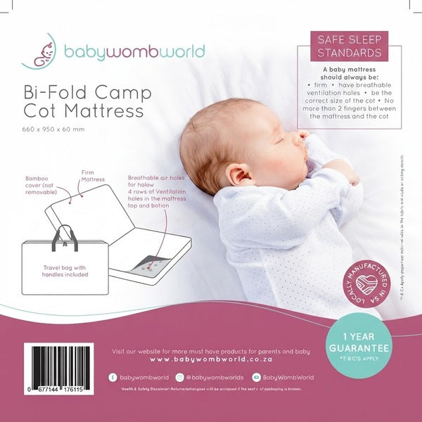 BabyWombWorld Camp Cot Mattress (Bi-Fold)