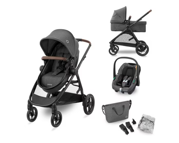 Zelia S Trio with FREE Tiny Love 2-in-1 Nature’s Way Bounce & Sway Swing-Travel Systems-Maxi Cosi-Dark Grey-www.hellomom.co.za