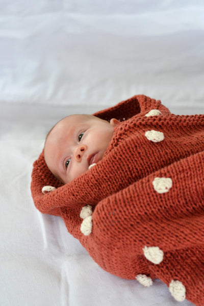 Bobble Cot Blanket In Eco Cotton By Blankets From Africa-Blankets-Blankets From Africa-Persian with Vanilla Bobbles-www.hellomom.co.za