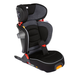 Chicco Fold and Go Booster seat in black in upright position