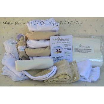 Mother Nature Full Time Pack: All in Three Nappy-Nappies-Mother Nature-5 Floral 5 Pink 5 Vanilla-Cotton Insert-www.hellomom.co.za