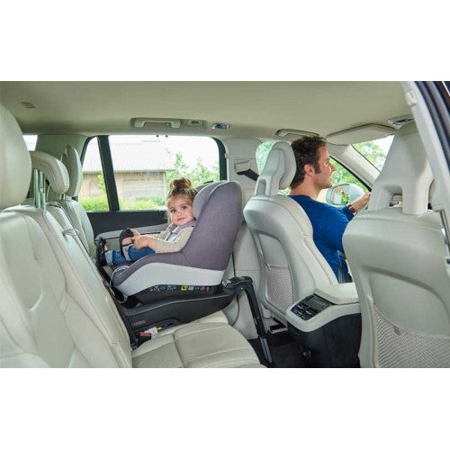 maxi Cosi Pearl Pro baby car seat installed in rearward position on back seat of vehicle