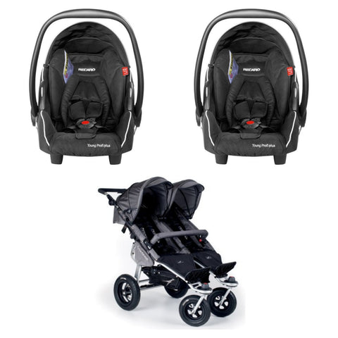 TFK Twinner Twist Stroller with 2 Recaro Young Profi Plus Car Seats-Travel Systems-Trends for Kids-Grey Twinner Twist with Black Recaro Car Seats-www.hellomom.co.za