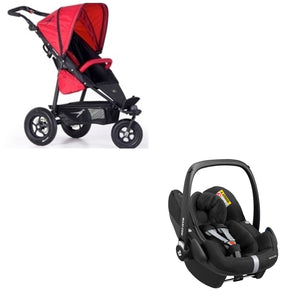 TFK Joggster Twist Lite Stroller with Maxi Cosi Pebble Pro I-Size Car Seat-Travel Systems-Trends for Kids-TFK Stroller in Cranberry and Maxi Cosi Car Seat in Black-www.hellomom.co.za