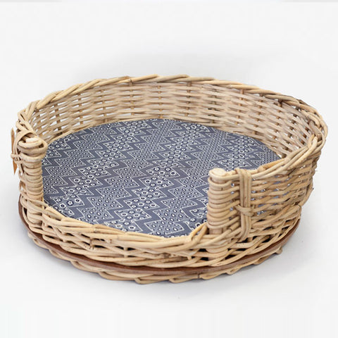 Round Dog Basket in Cane with Cushion-Dog Beds-www.hellomom.co.za-56 cm-www.hellomom.co.za