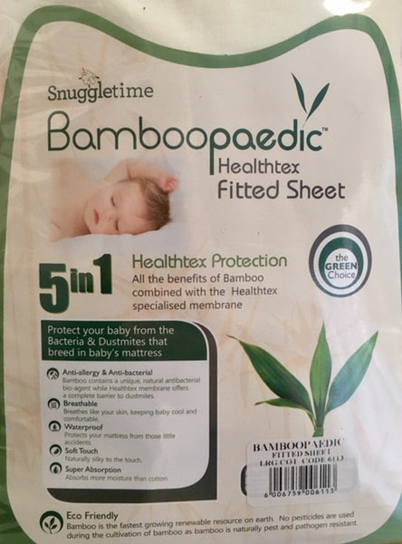 Snuggletime Bamboopaedic Fitted Cot Sheet-Bedding-Snuggletime-Standard Cot Size-White-www.hellomom.co.za