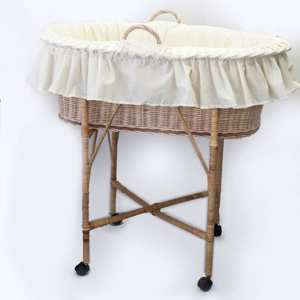 Baby Wicker Cradle with Stand - Available to Cape Town Customers Only-Bassinets & Cradles-www.hellomom.co.za-Natural Cane with No Hood-www.hellomom.co.za