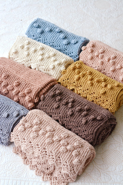 Bobble Lace Edged Cot Blanket in Eco Cotton by Blankets From Africa-Blankets-Blankets From Africa-Cobblestone (grey)-www.hellomom.co.za